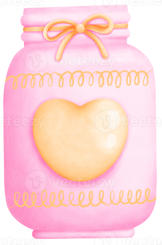 Cute and Artistic Watercolor Jar Illustration with Floral Motif for Creative Decor png