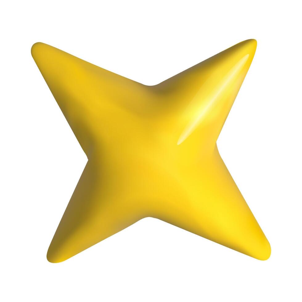3d rendering yellow star icon isolated on transparent background. Trendy emblem design for game, ui, banner, app. EPS 10. vector