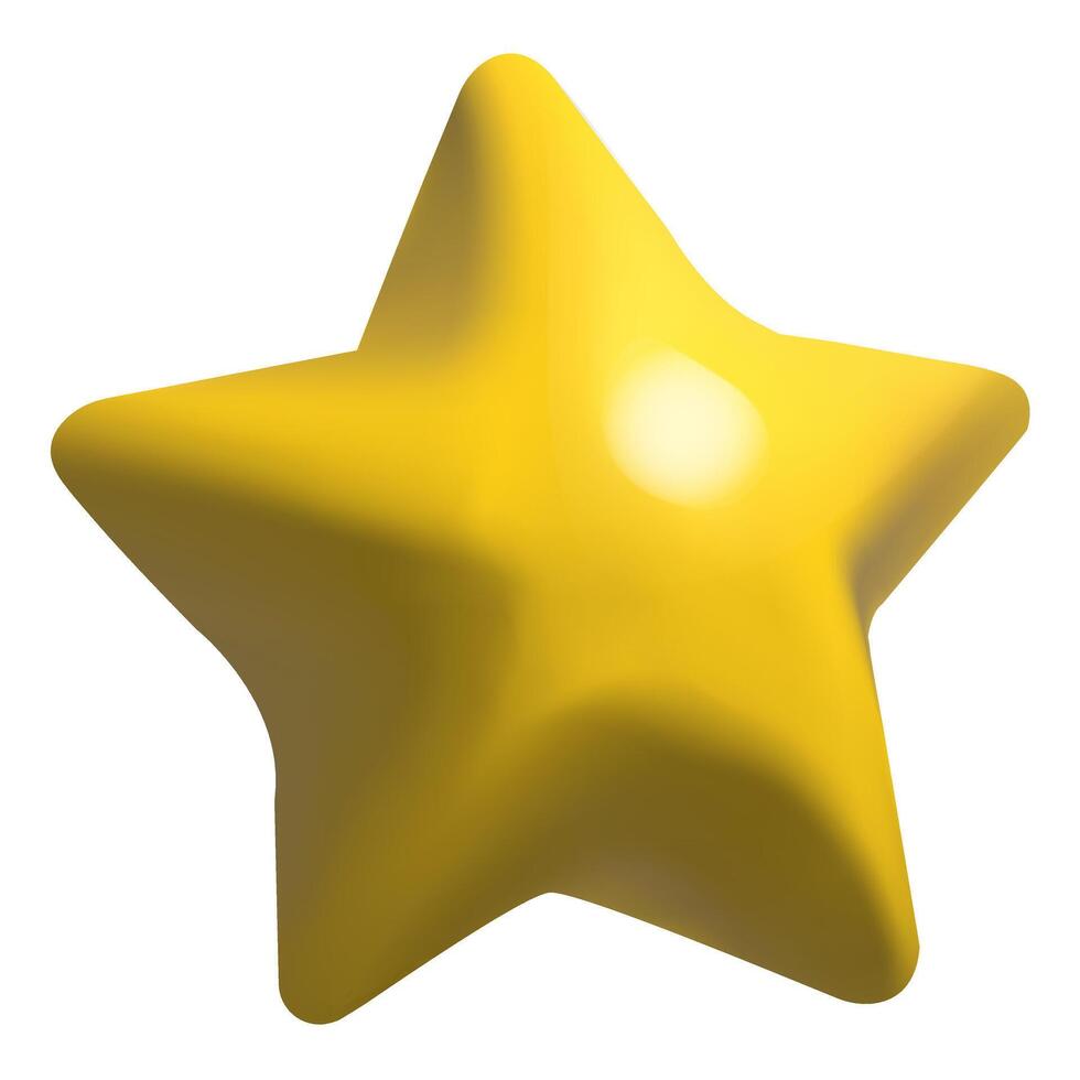 3d rendering yellow star icon isolated on transparent background. Trendy emblem design for game, ui, banner, app, interface, game development or rang rating achievements. EPS 10. vector