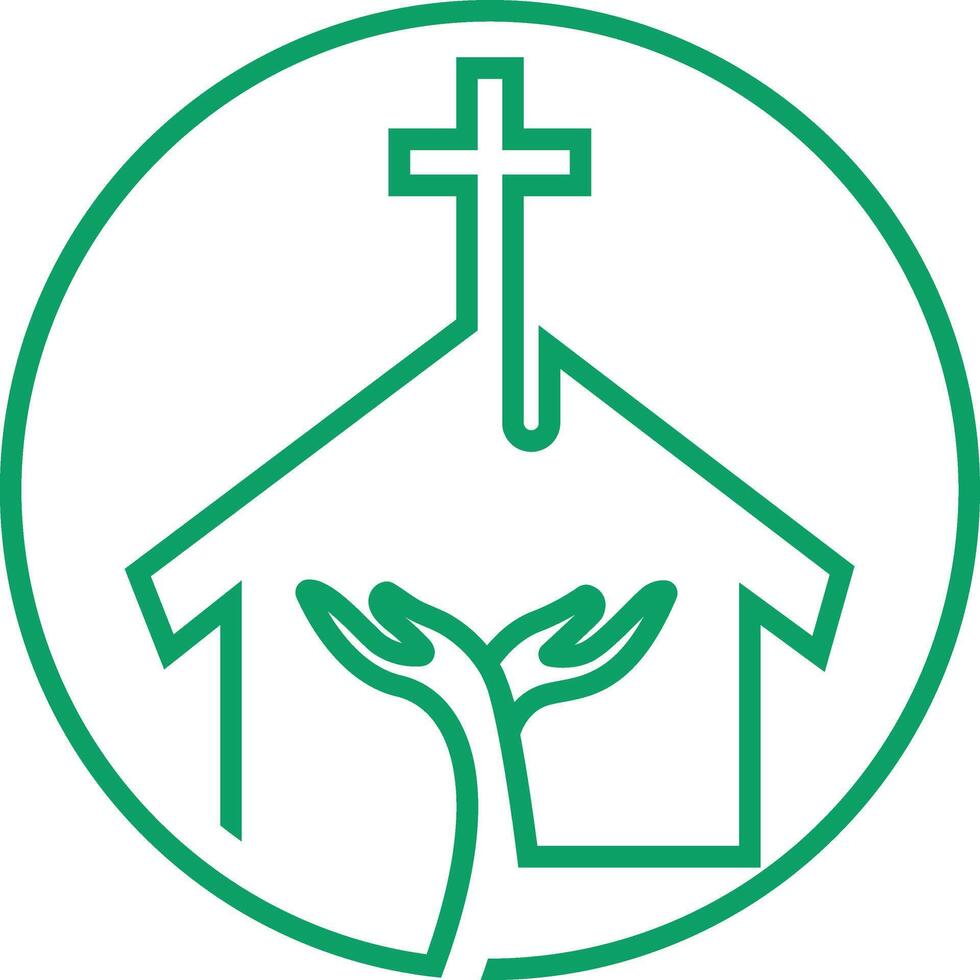 Christian Cross with Tree logo design vector