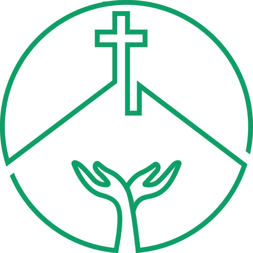 Christian Cross with Tree logo design vector