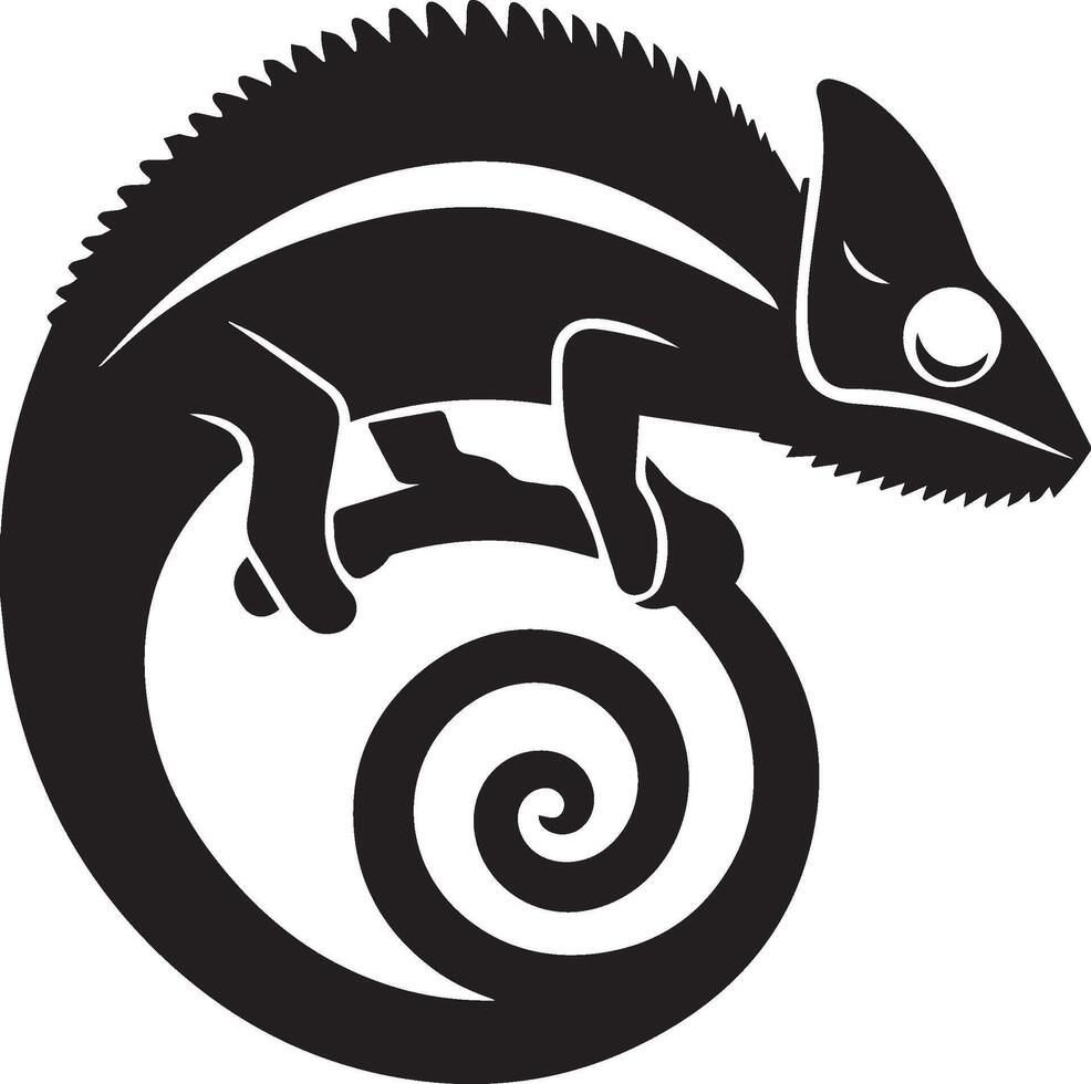 black chameleon icon silhouettes illustration vector