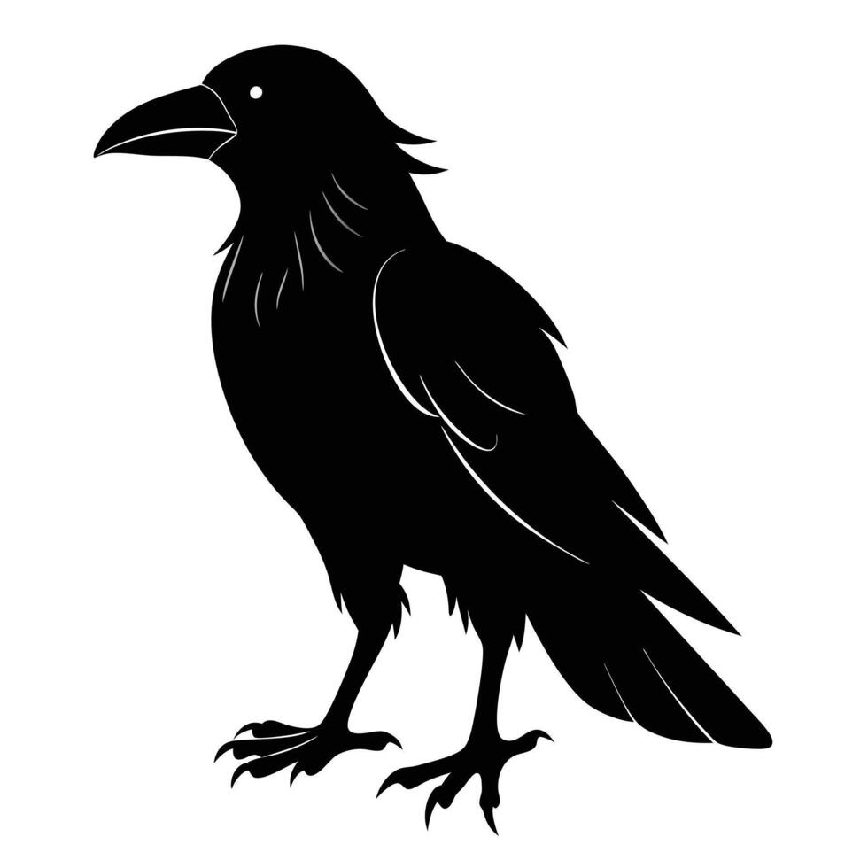 Black stand crow illustration with white background vector