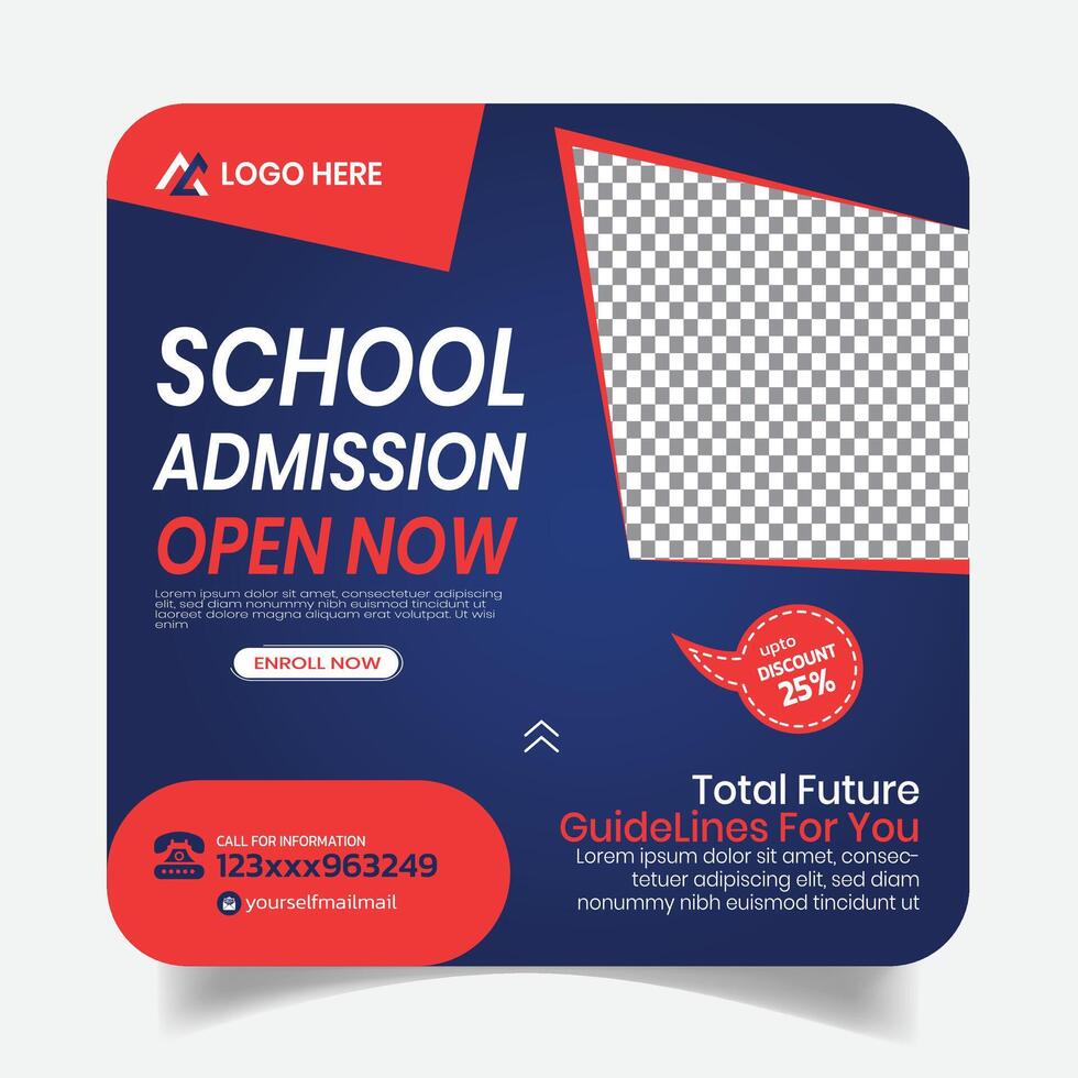 Kids School Open Social Post Design Templates vector