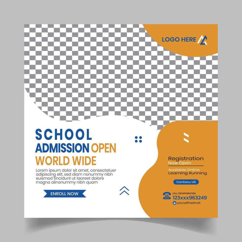 Stylish Creative School Admission Social Media Post Design vector