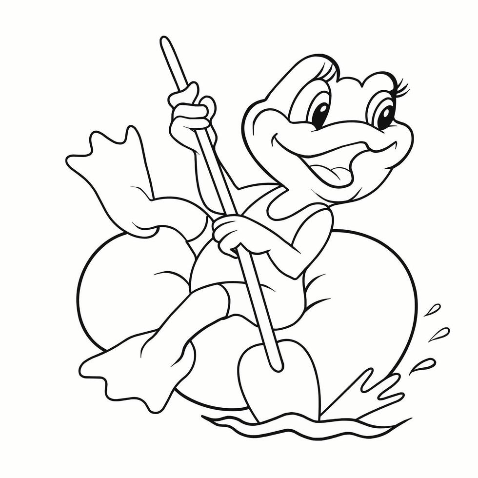 Frog for coloring book. Line art design for kids coloring page. Frogs coloring page outline cartoon. vector