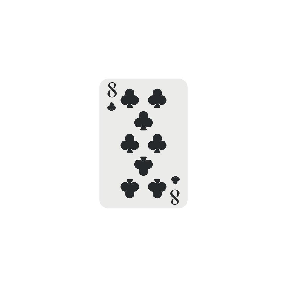 Clubs 8, playing card vector
