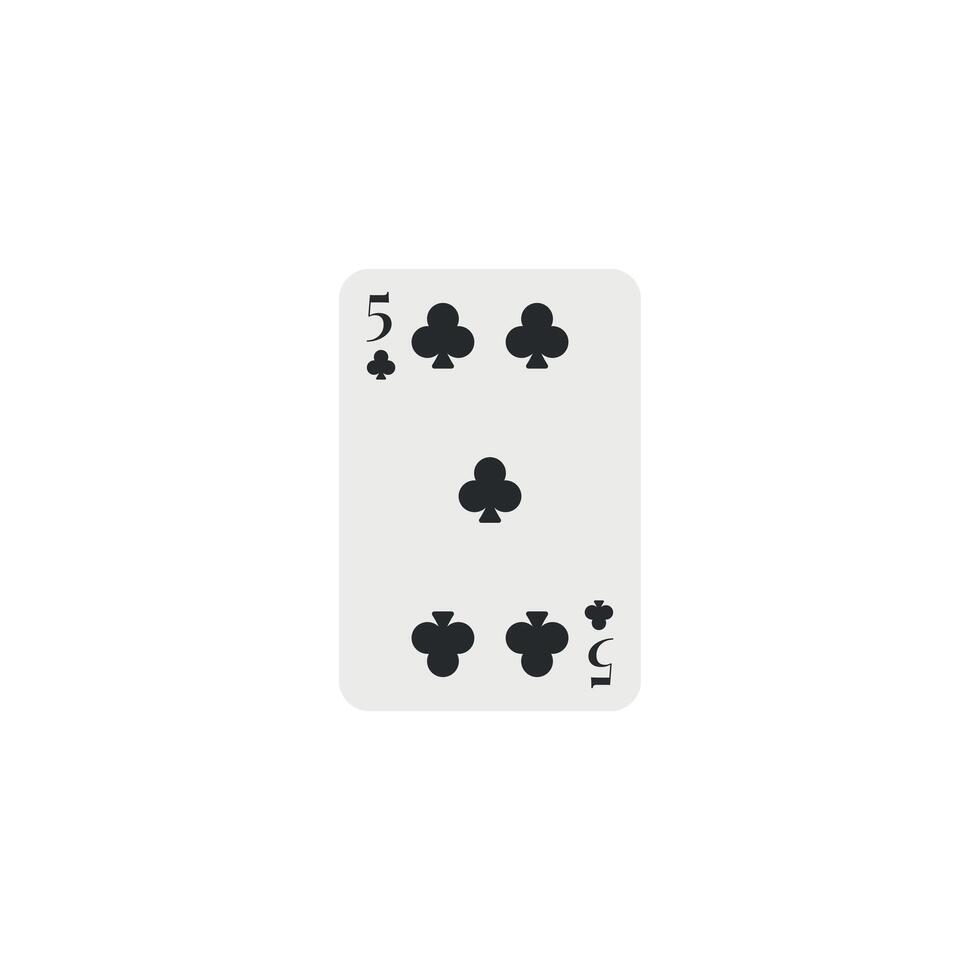 Clubs 5, playing card vector