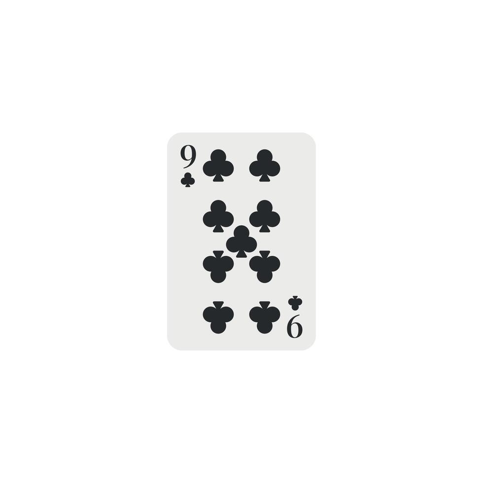 Clubs 9, playing card vector