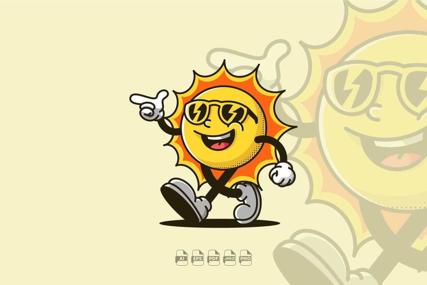 Smiling Sun Taking a Joyful Walk vector