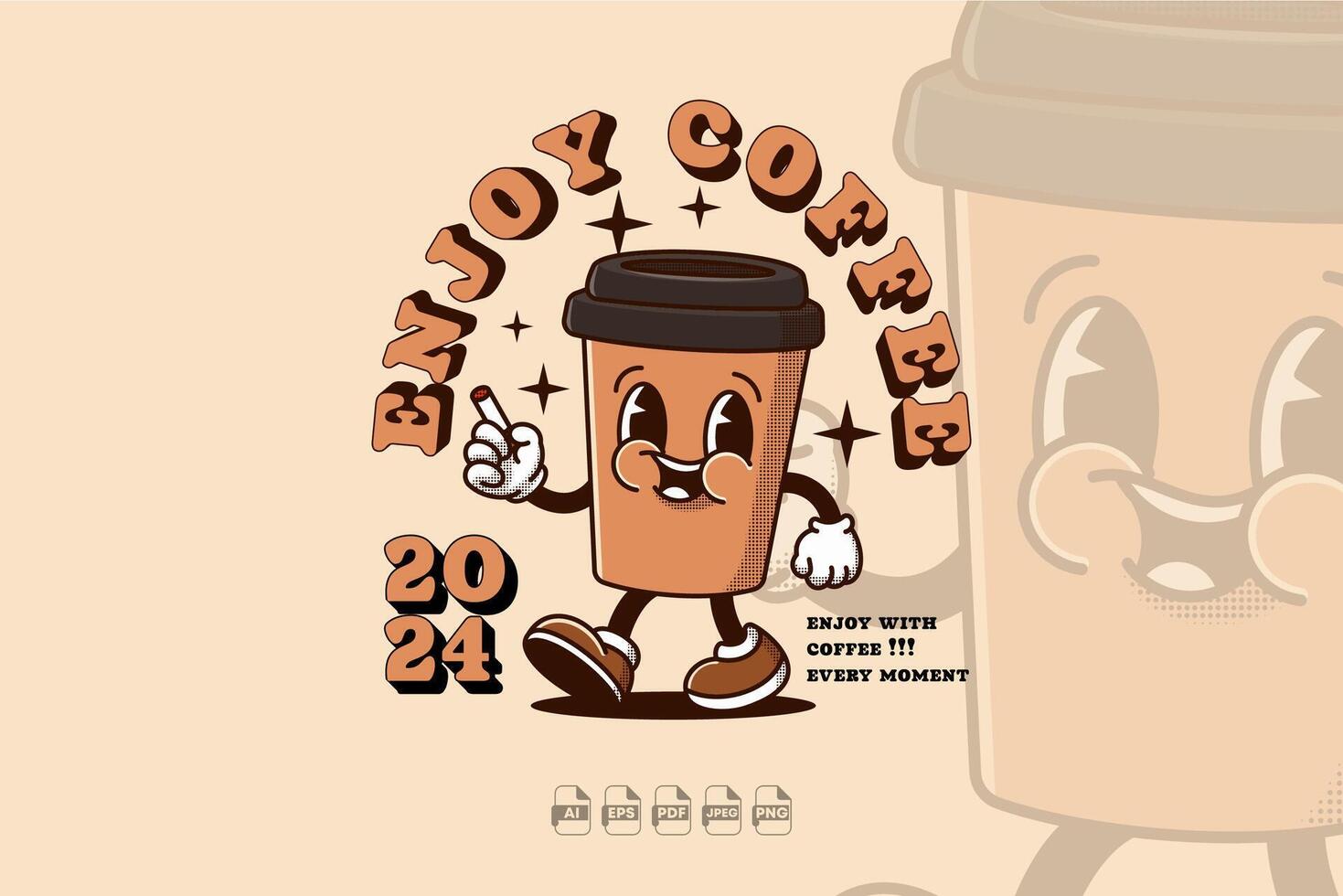 Happy Walking Coffee Cup vector