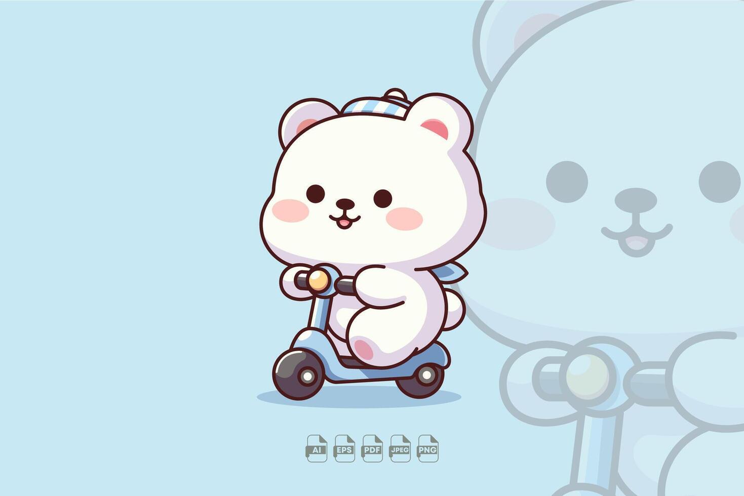 Cute Polar Bear Riding a Scooter vector