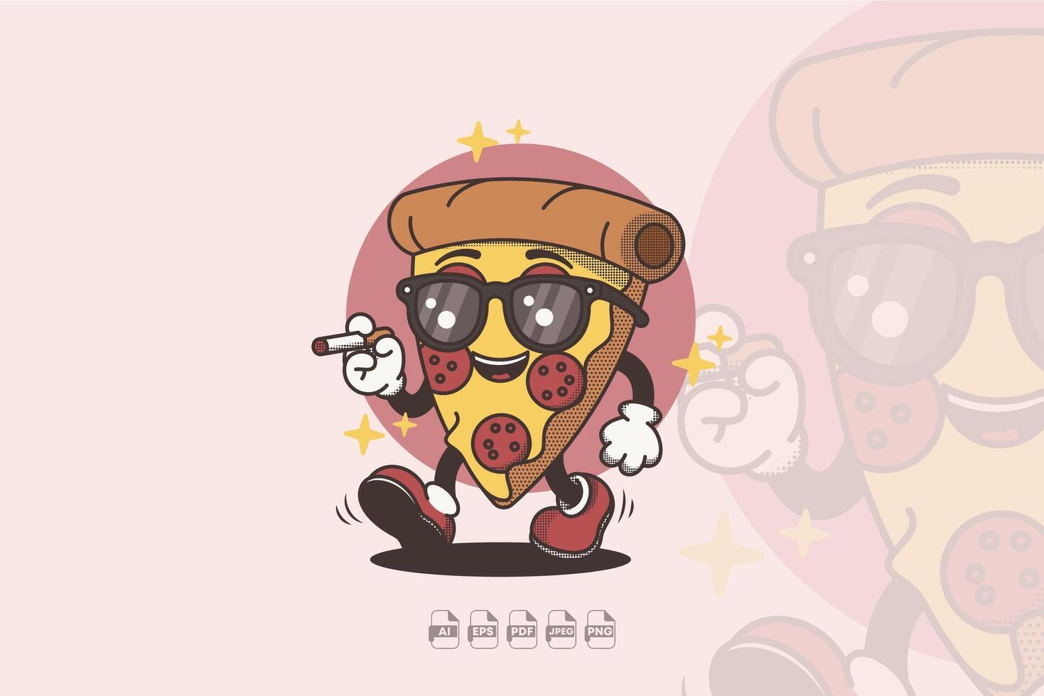 Cute Pizza Slice with a Toy Gun vector