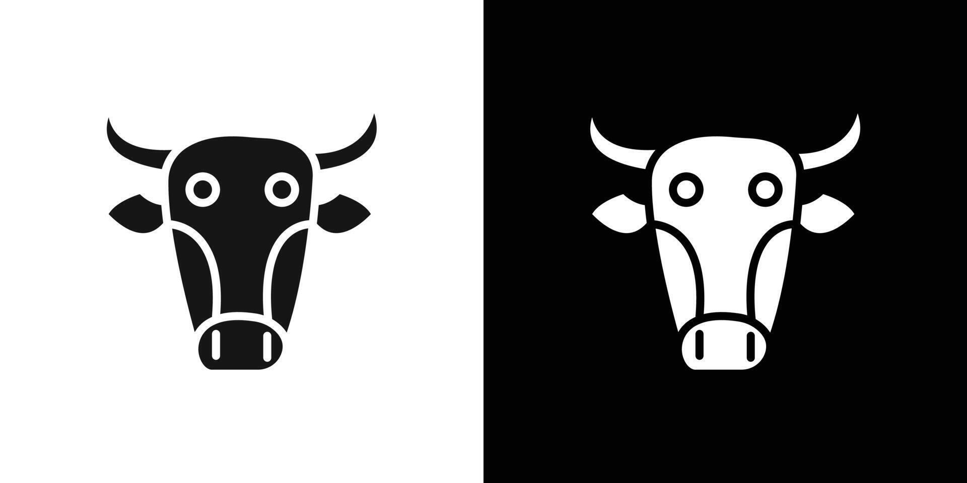 cow head icon Flat fill set collection vector