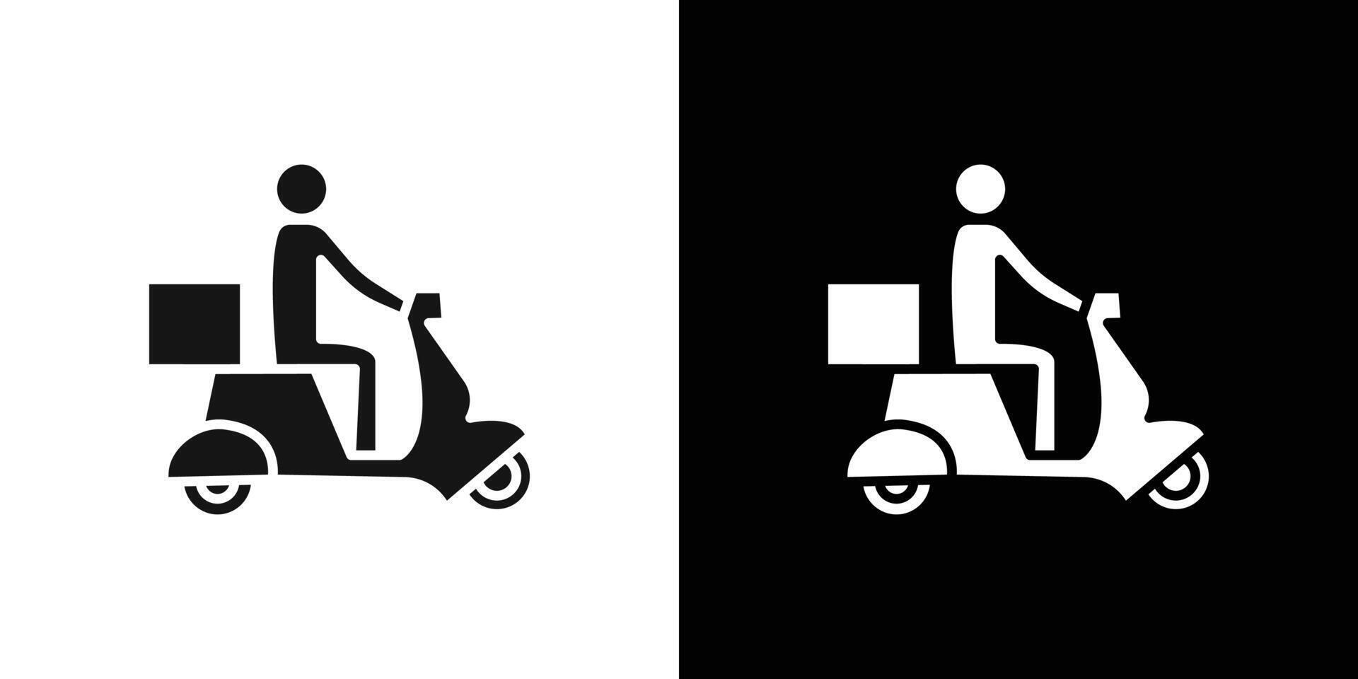Courier Delivery on Motorcycle Icon Flat fill set collection vector