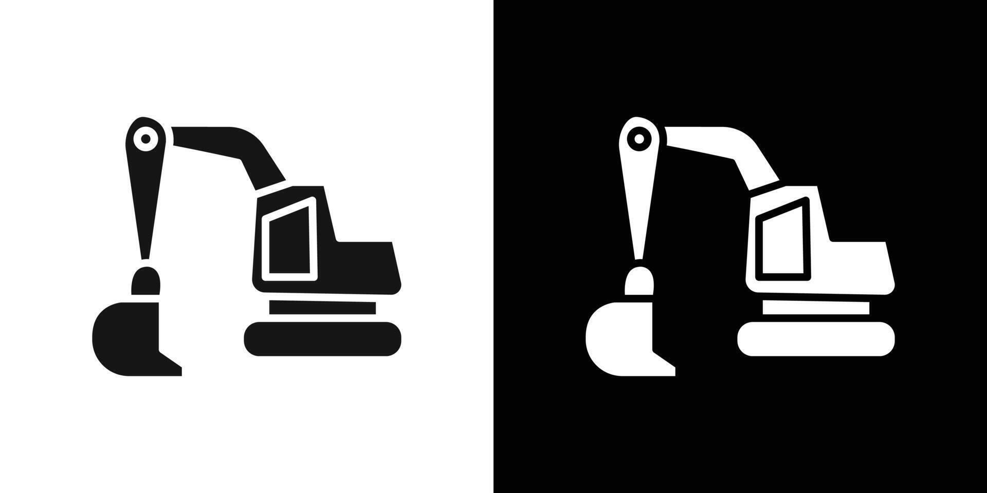 Excavator Icon Flat fill set collection vector