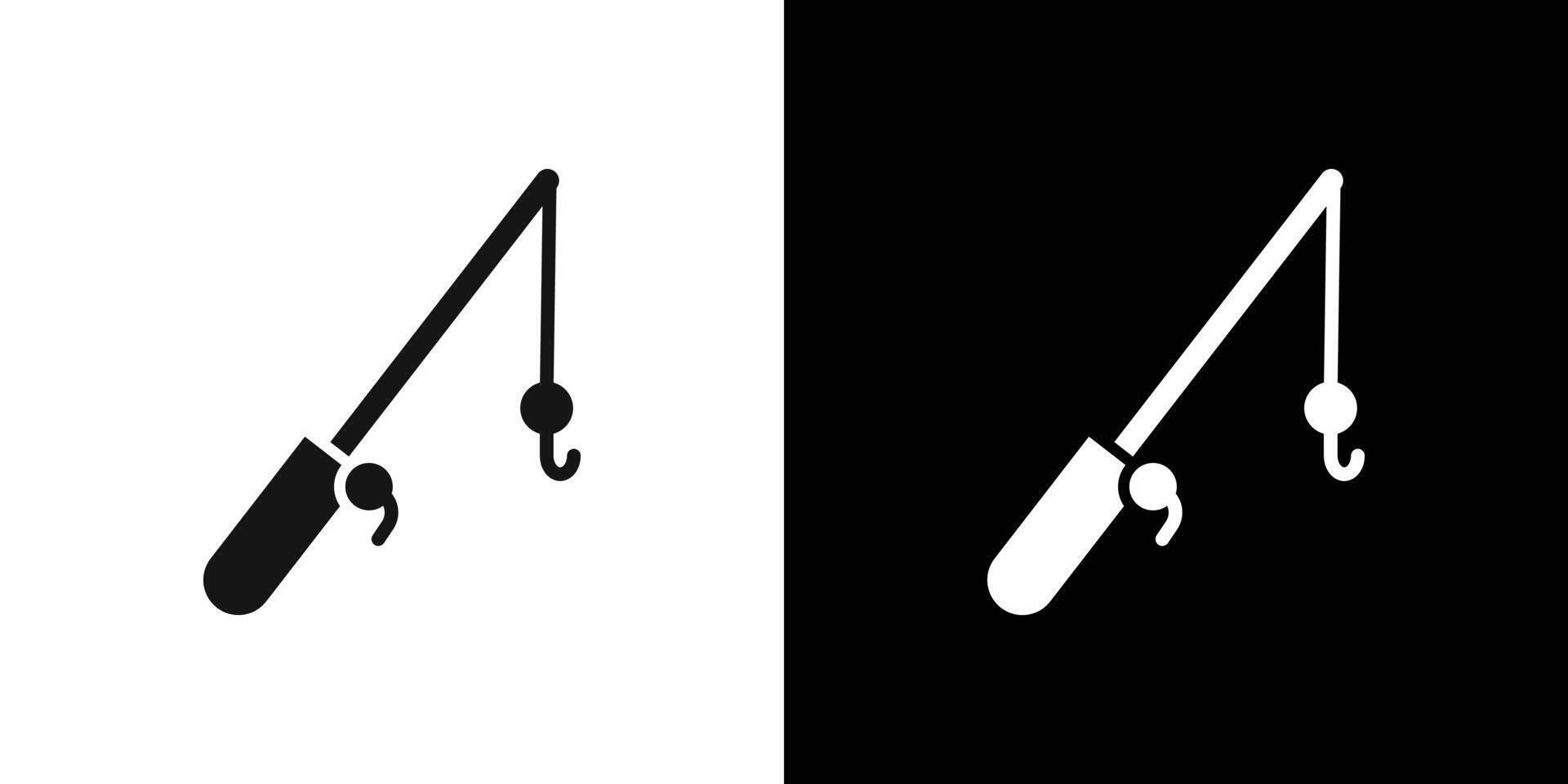 fishing rod icon Flat fill set collection vector