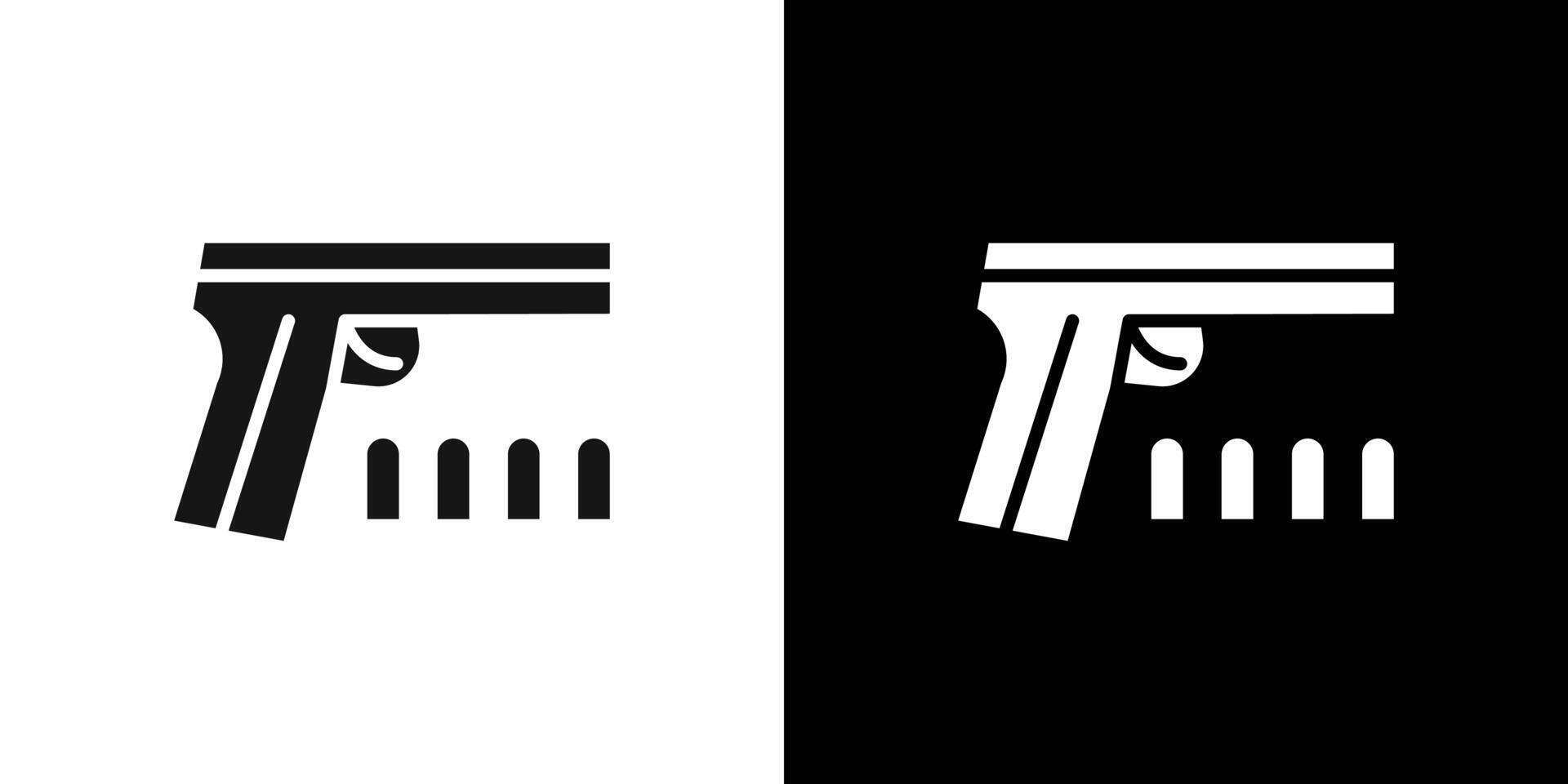 Gun with ammunition icon Flat fill set collection vector