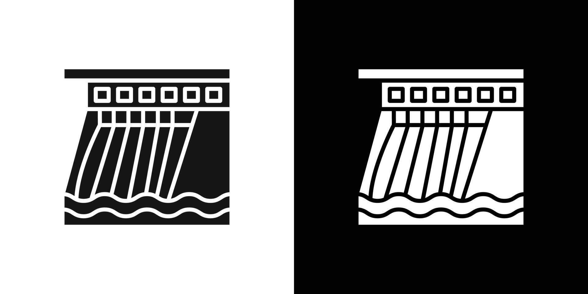 Hydroelectric dam icon Flat fill set collection vector