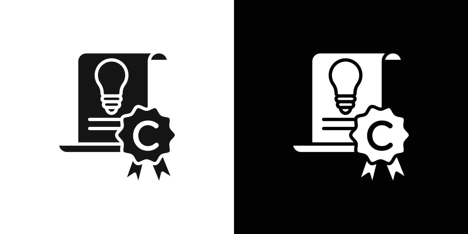 Intellectual property and copyright icon Flat fill set collection vector