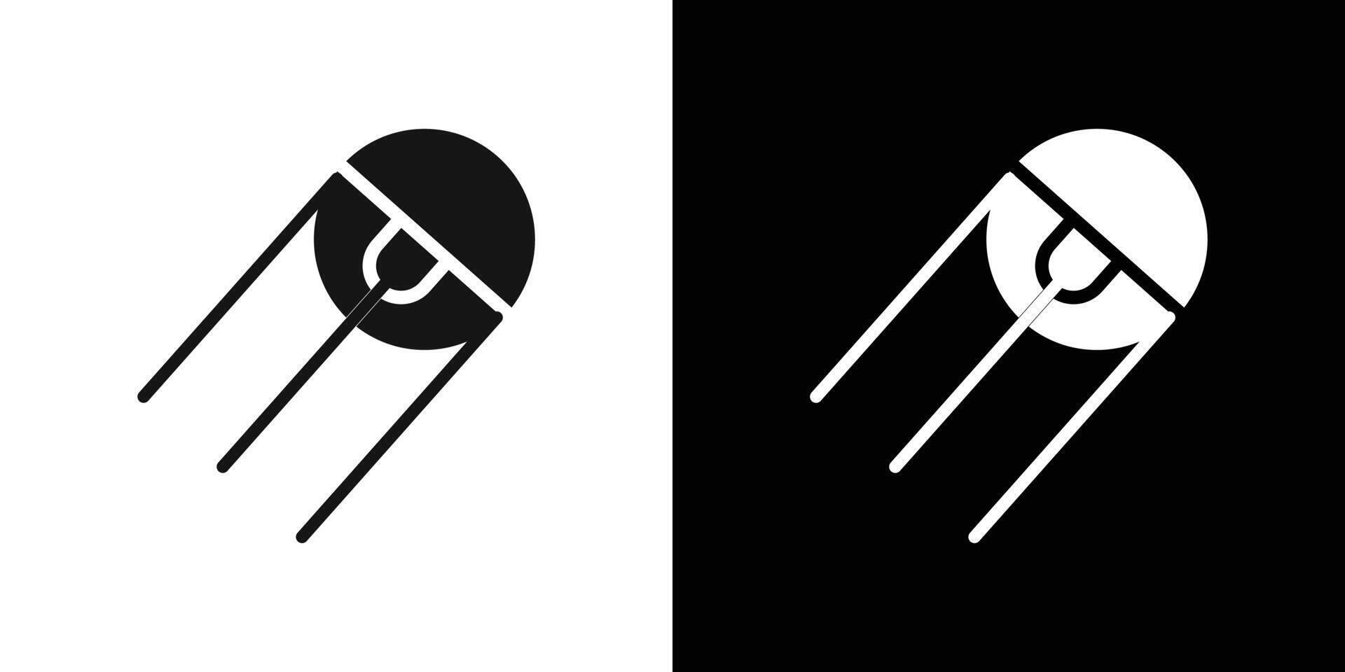 Linear sputnik icon Flat fill set collection vector