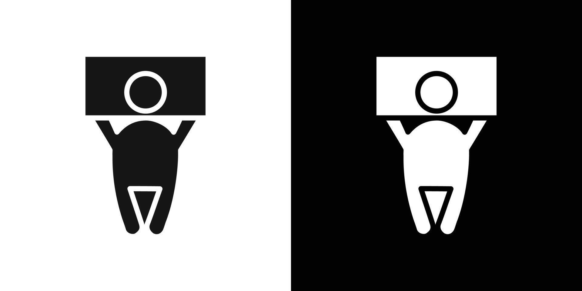 Man protests with a poster icon Flat fill set collection vector