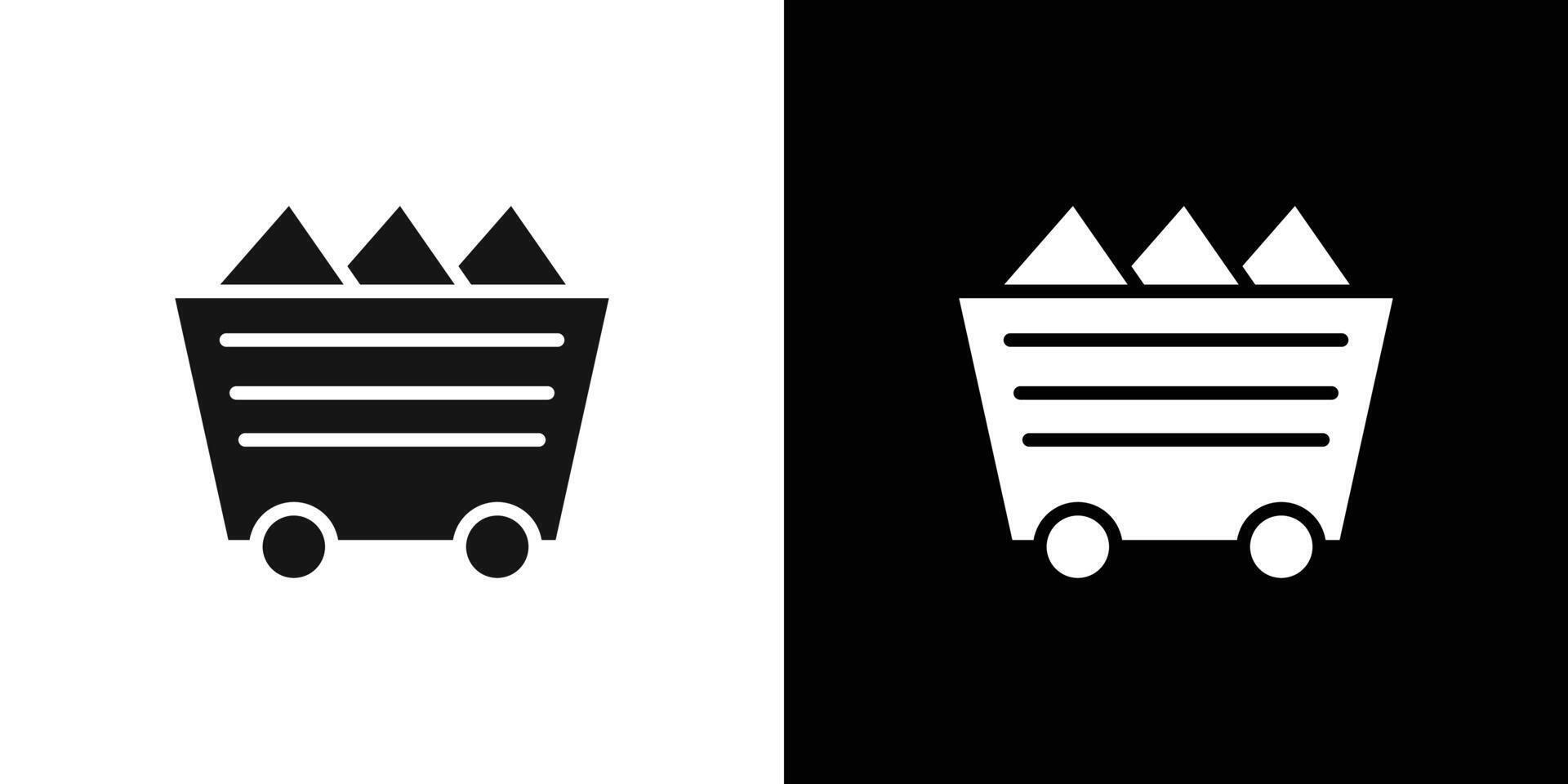 Mining Cart icon Flat fill set collection vector