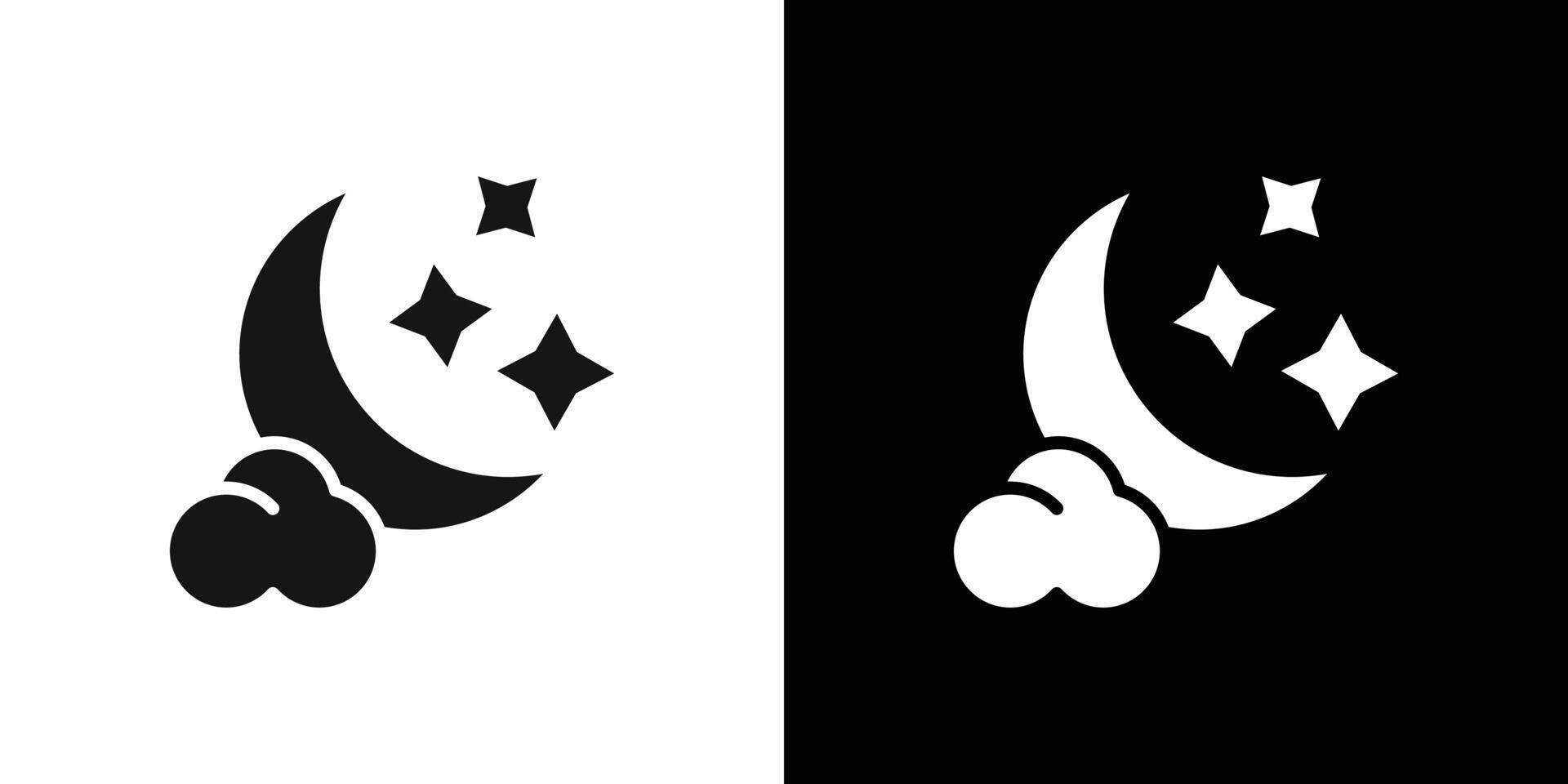 Moon and stars icon Flat fill set collection vector