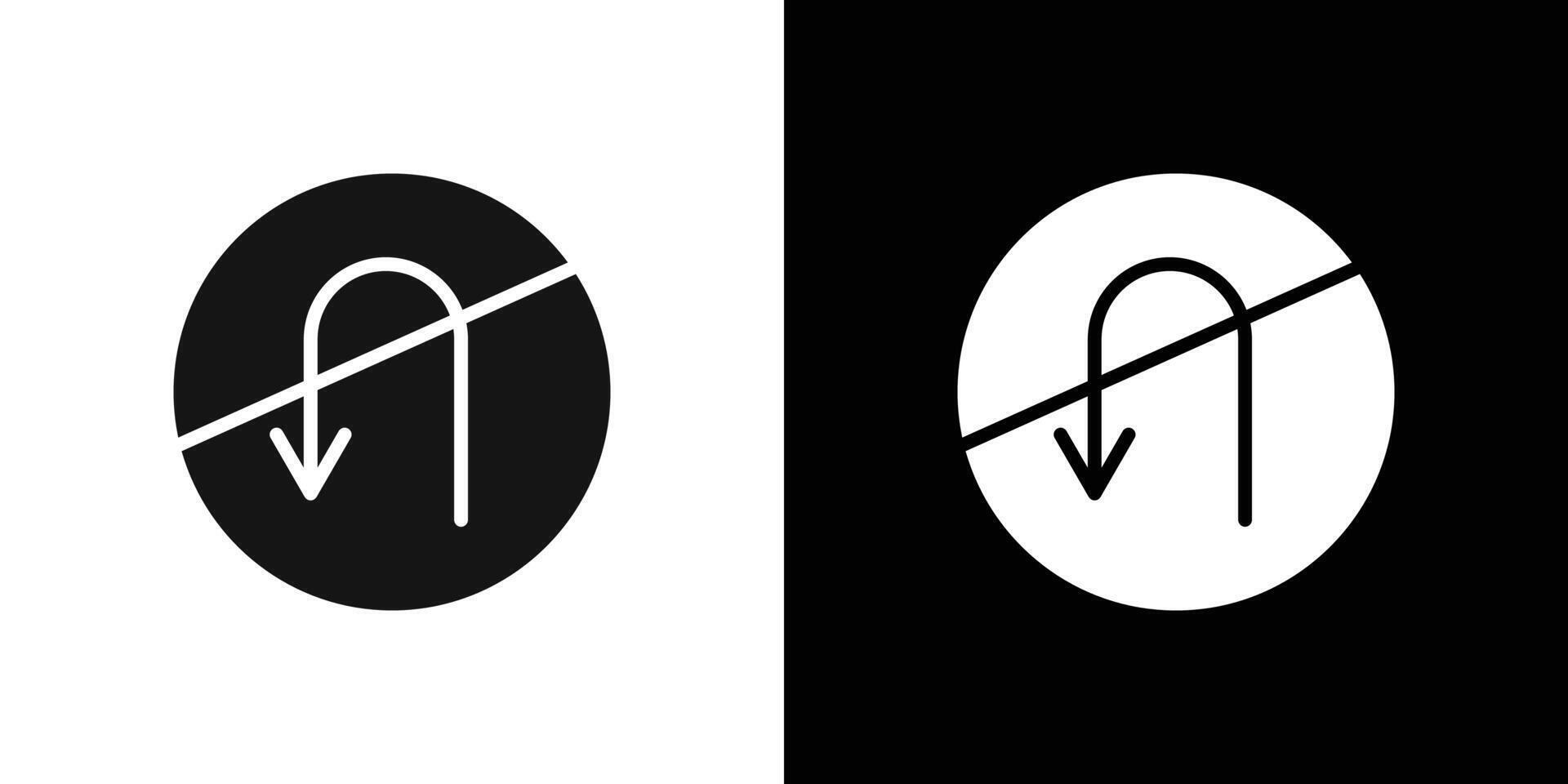 No U turn sign icon Flat fill set collection vector
