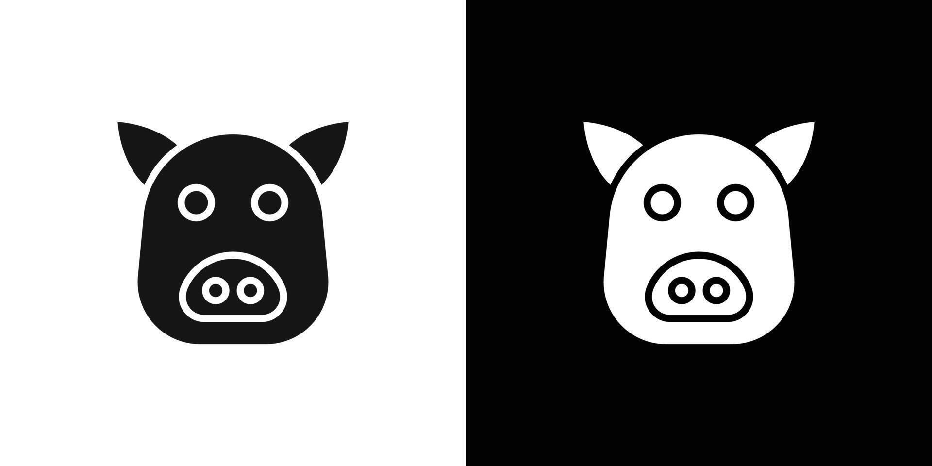 Pig face icon Flat fill set collection vector