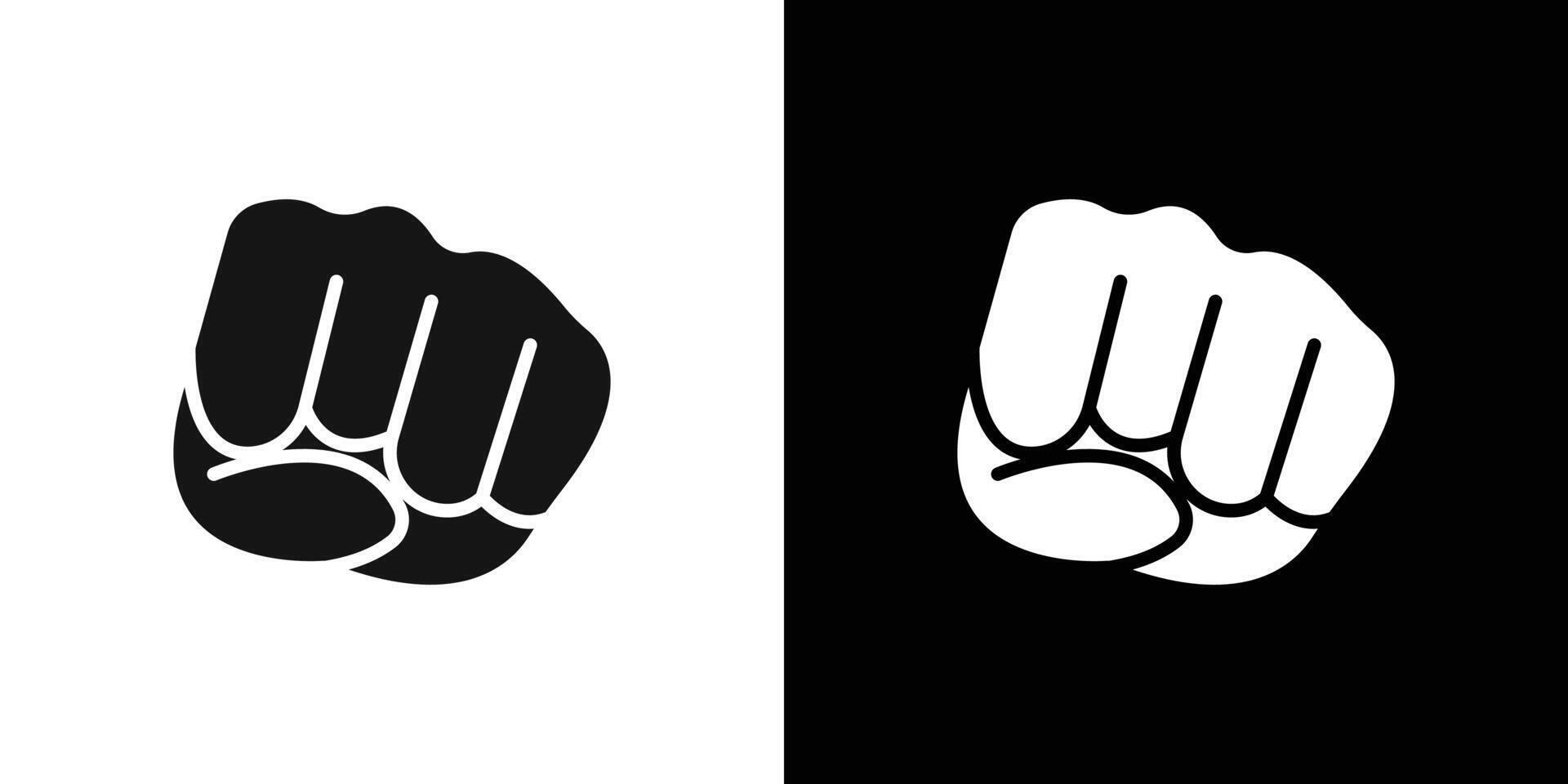 punch fist hand icon Flat fill set collection vector