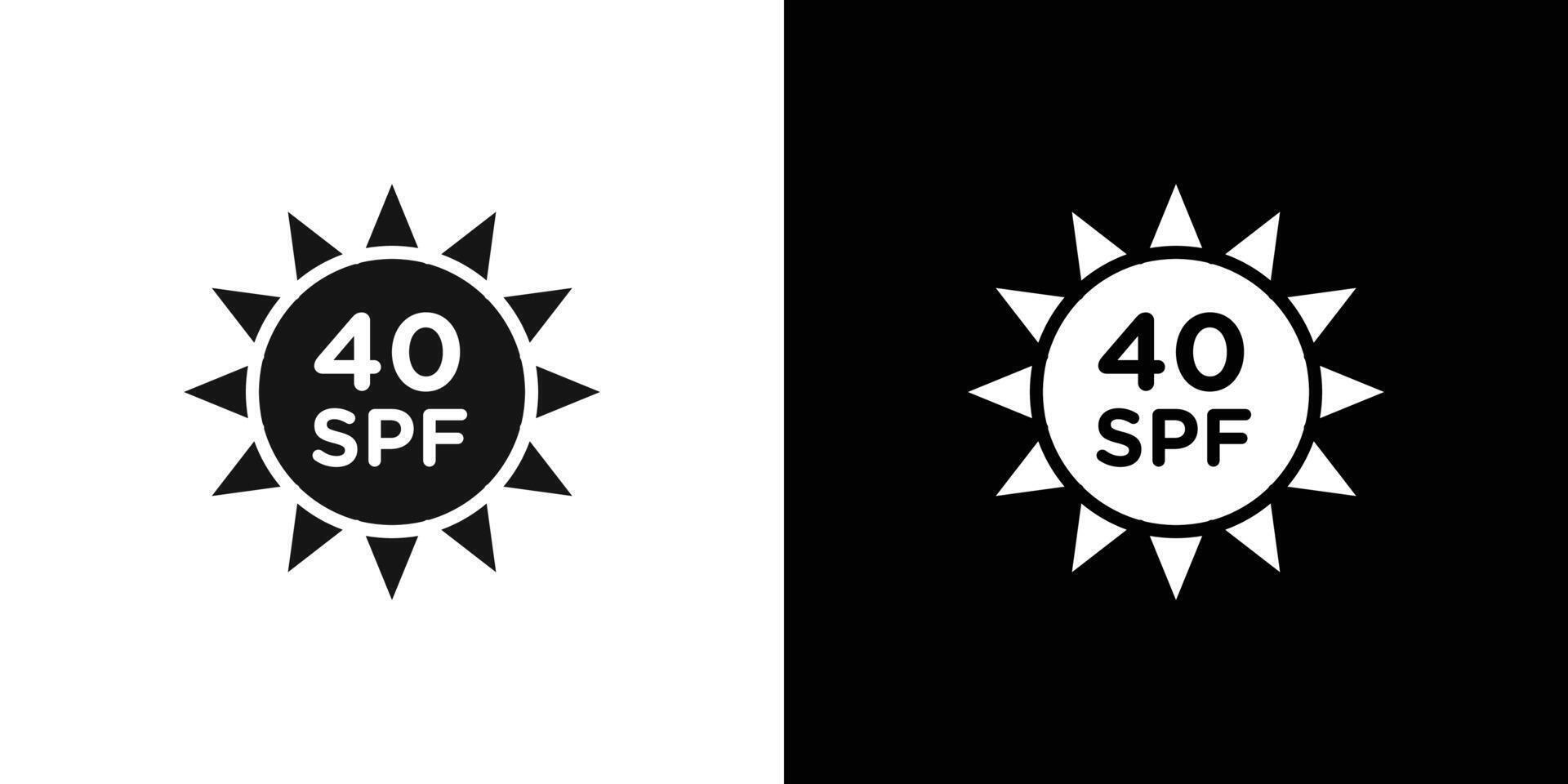 Sun protection factor 40 icon Flat fill set collection vector