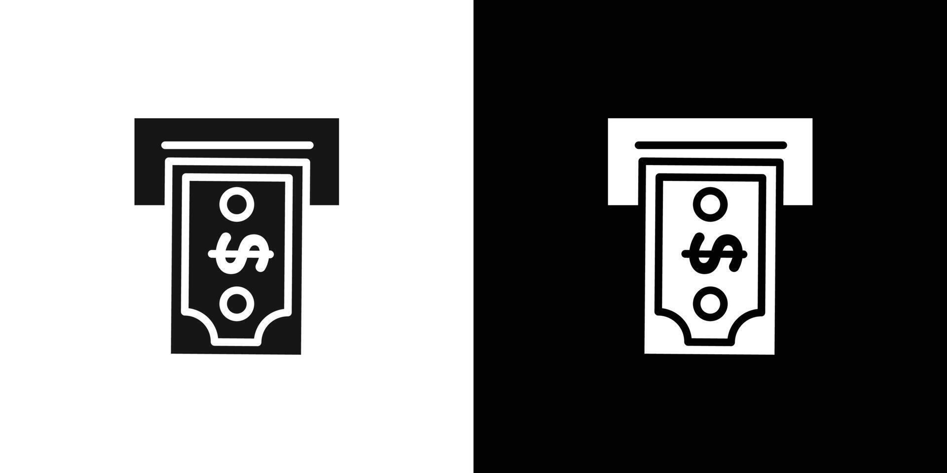 Withdraw Money in ATM icon Flat fill set collection vector