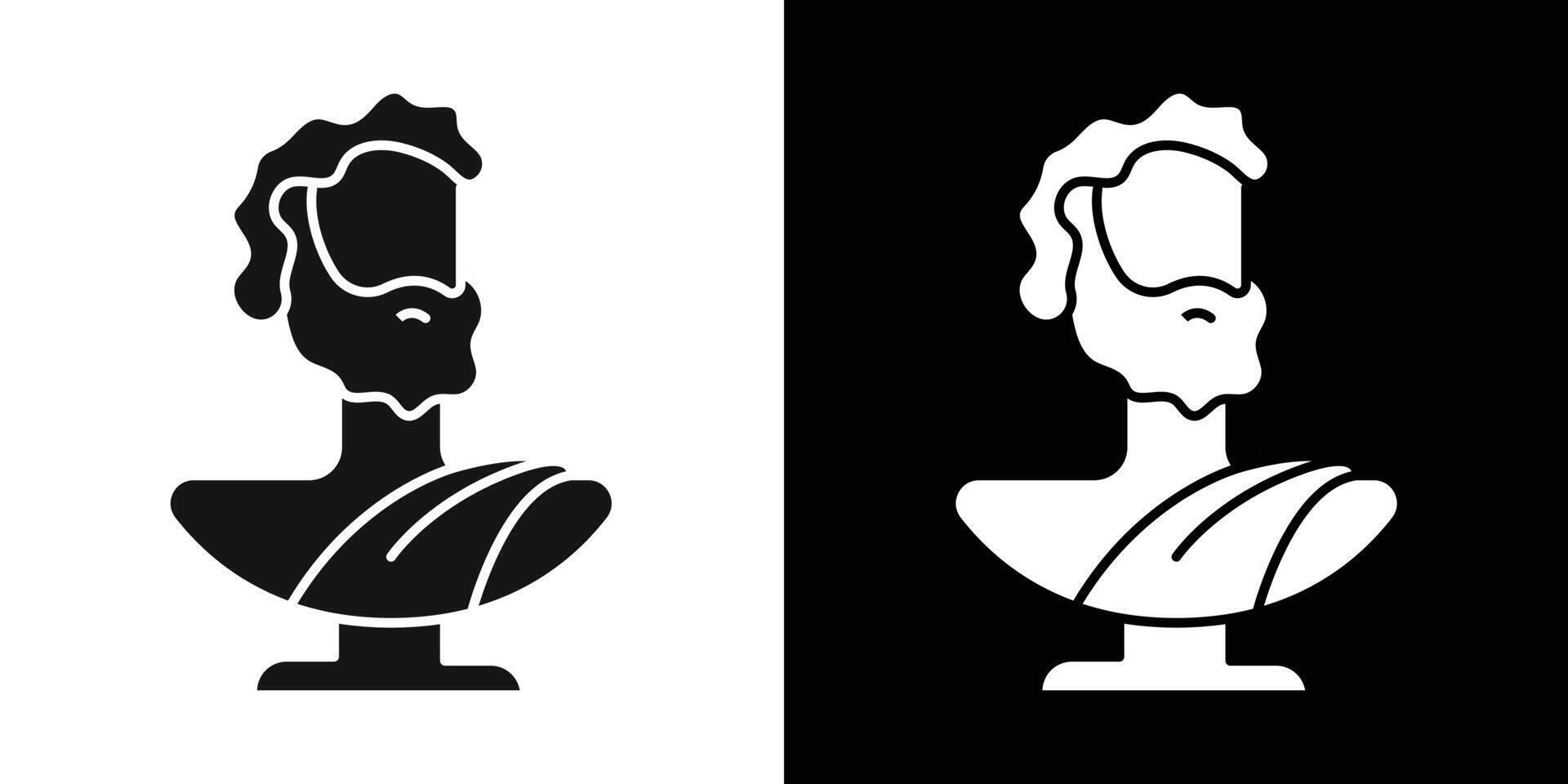 Ancient statue icon flat line symbol set. vector