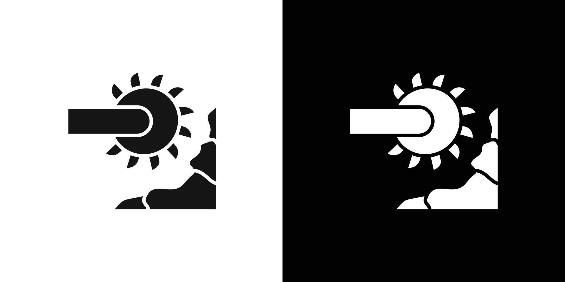 Bucket wheel excavator icon flat line symbol set. vector