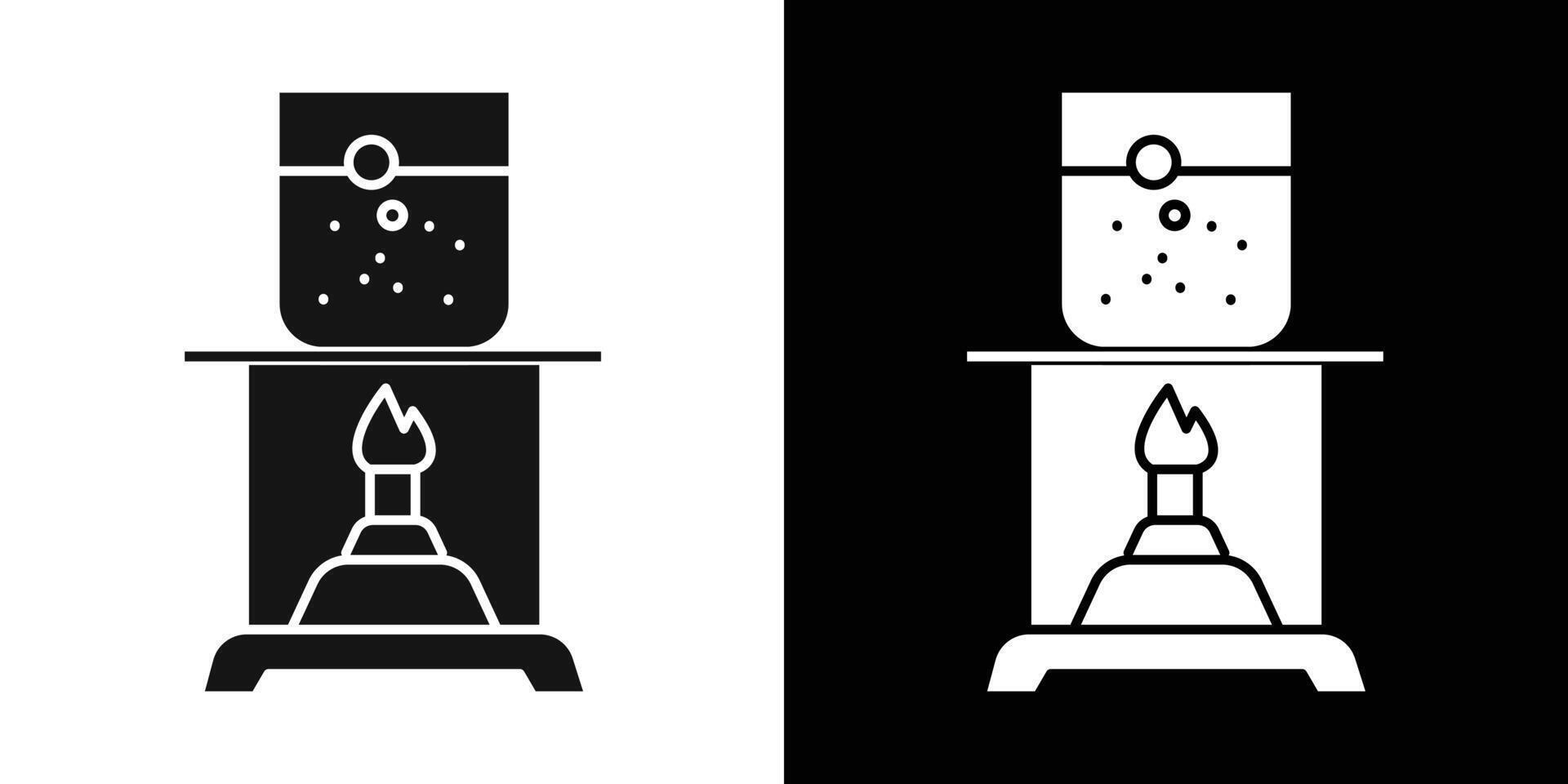 burner boiling chemical icon flat line symbol set. vector