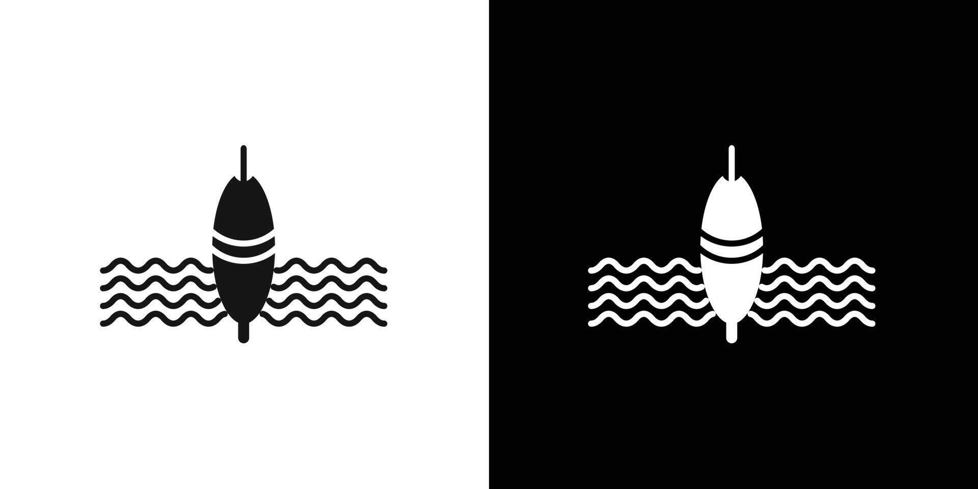 Fishing float in water icon flat line symbol set. vector