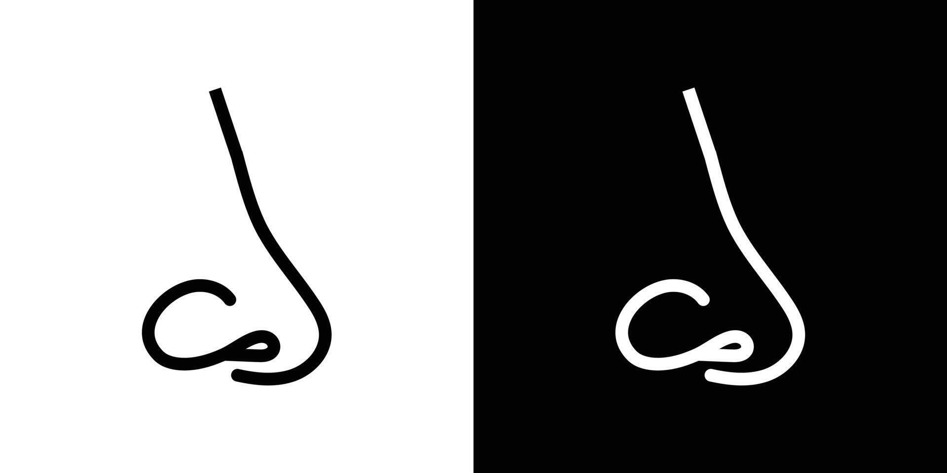 Human nose icon flat line symbol set. vector
