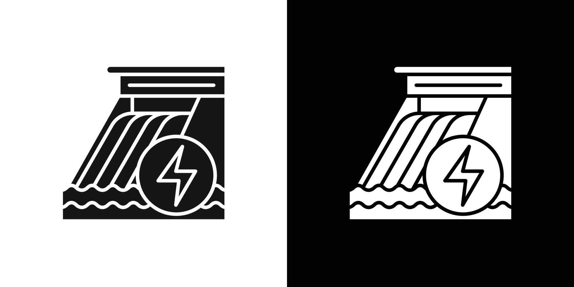 Hydroelectric dam icon flat line symbol set. vector