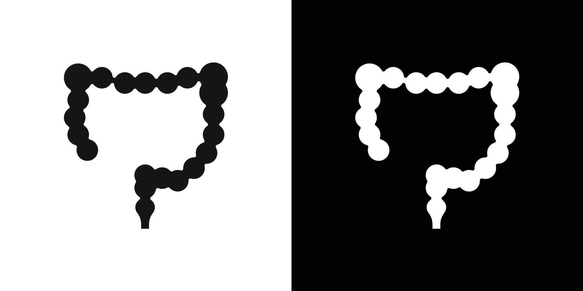 Large intestine icon flat line symbol set. vector