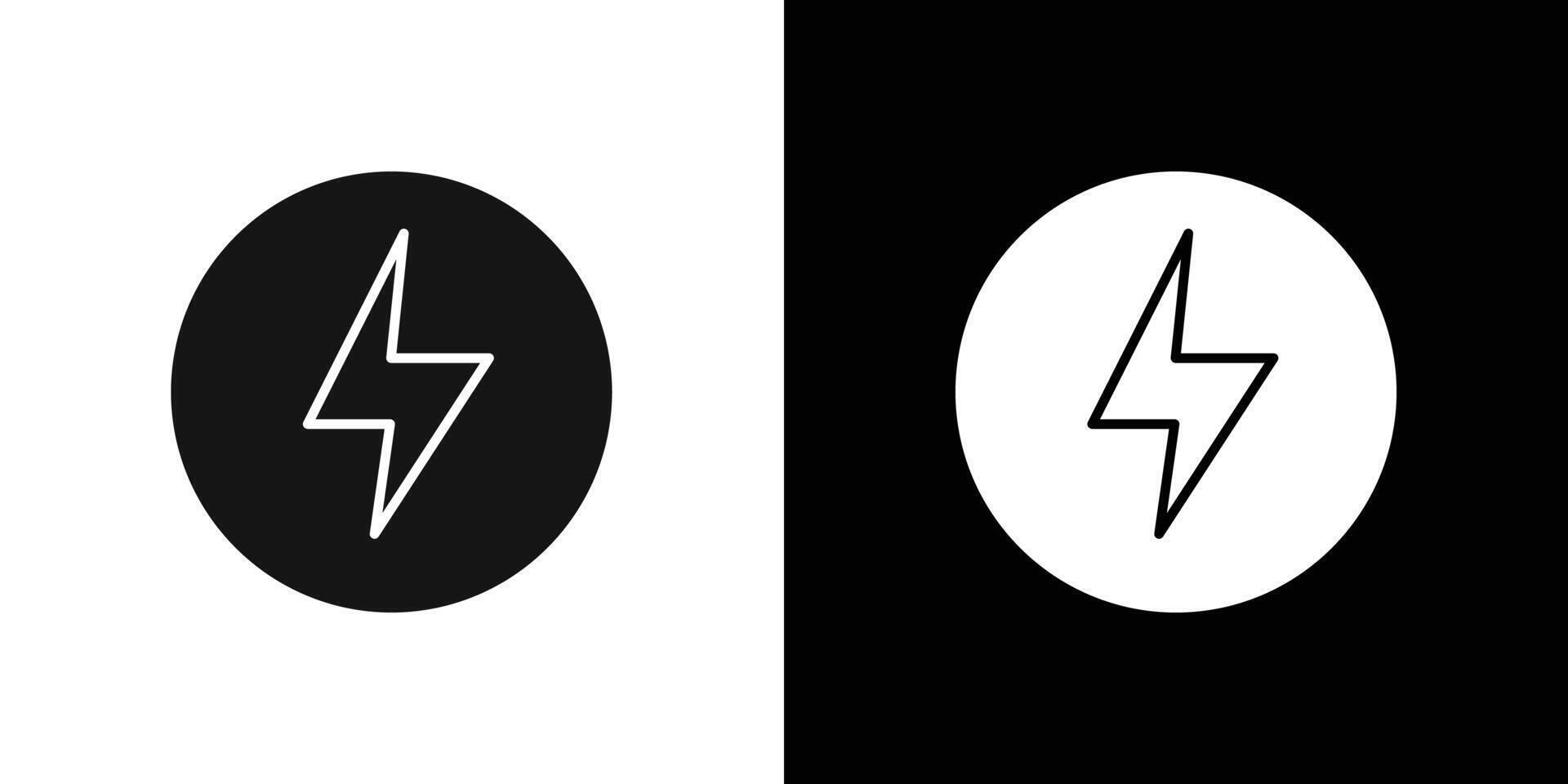 Lightning power charge icon flat line symbol set. vector