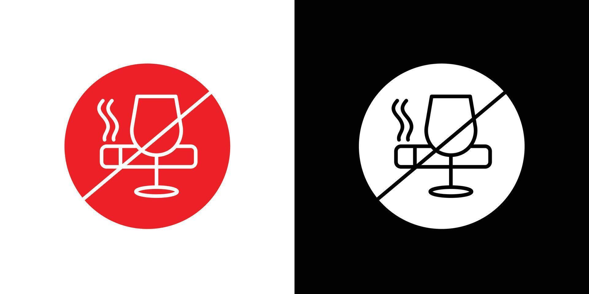 No alcohol and cigarettes icon flat line symbol set. vector