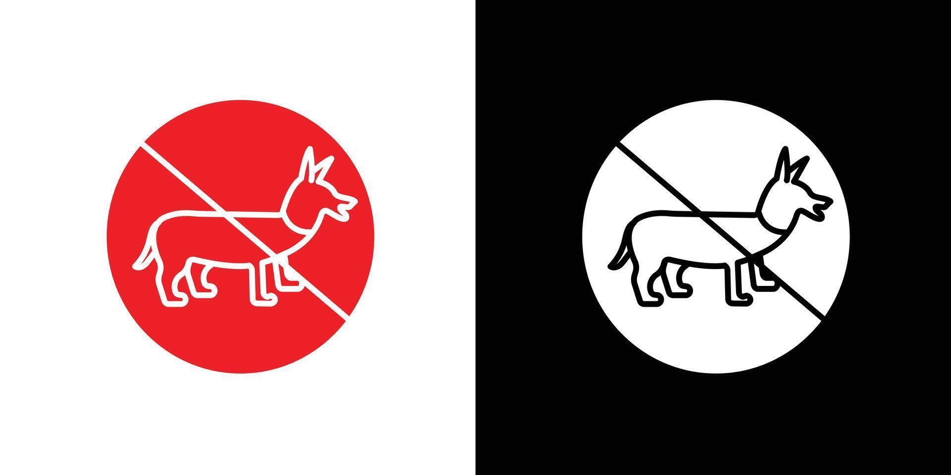 No dogs allowed icon flat line symbol set. vector