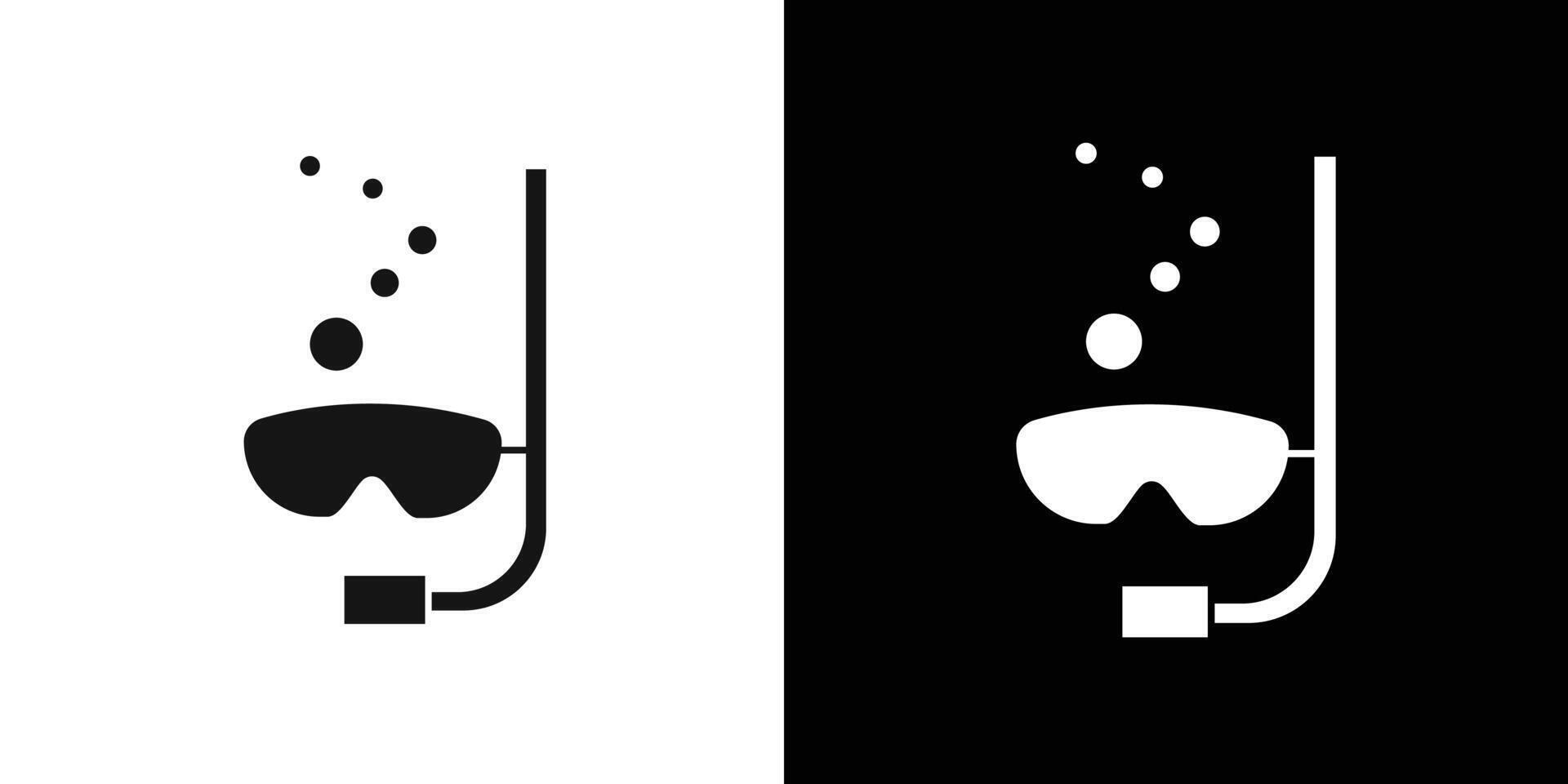 Snorkeling under water icon flat line symbol set. vector