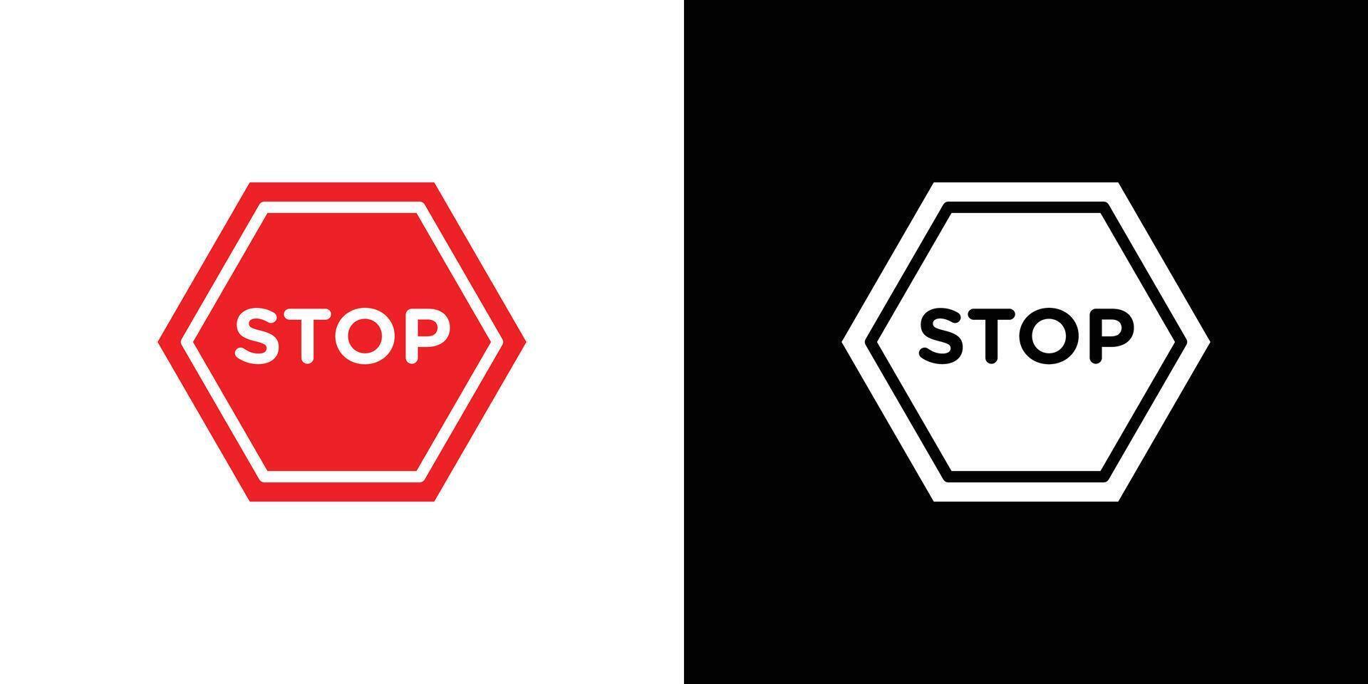 Stop Sign Icon flat line symbol set. vector