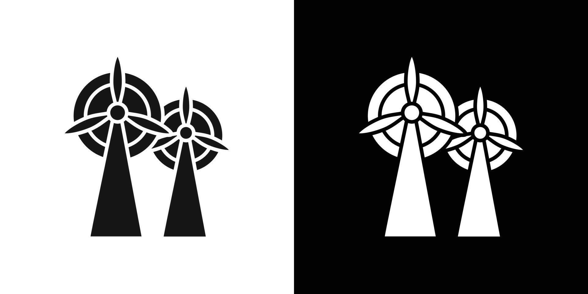 Wind power plant icon flat line symbol set. vector