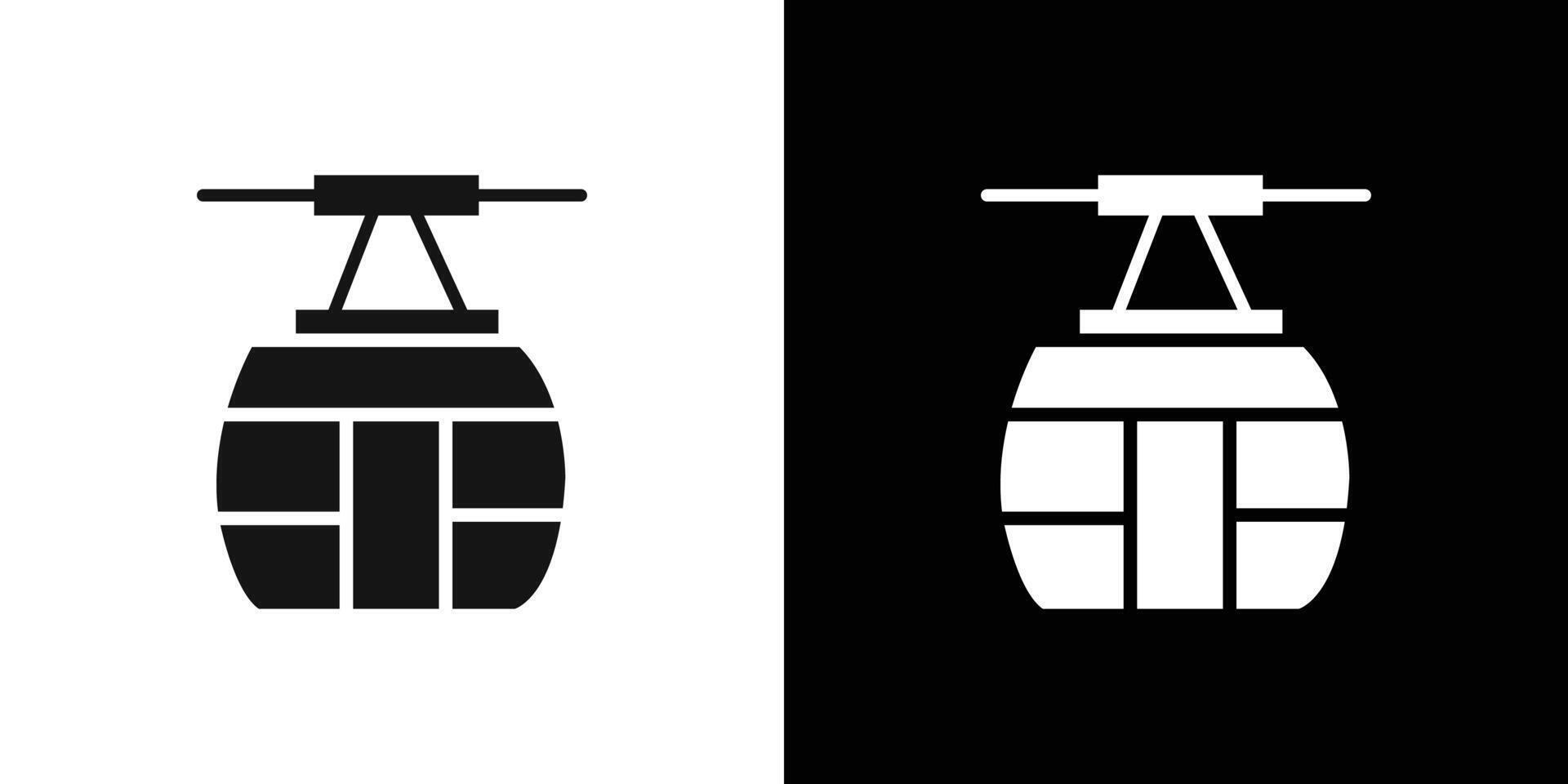 aerial tramway icon Flat set outline vector