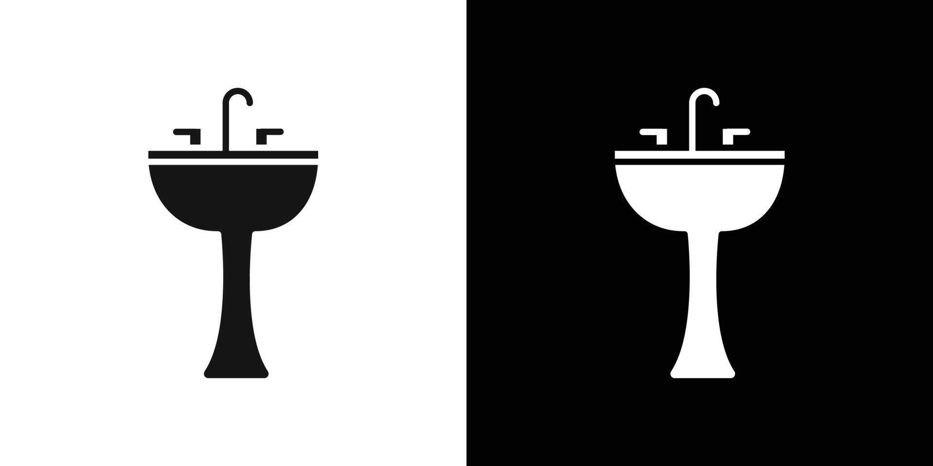 Bathroom sink icon Flat set outline vector