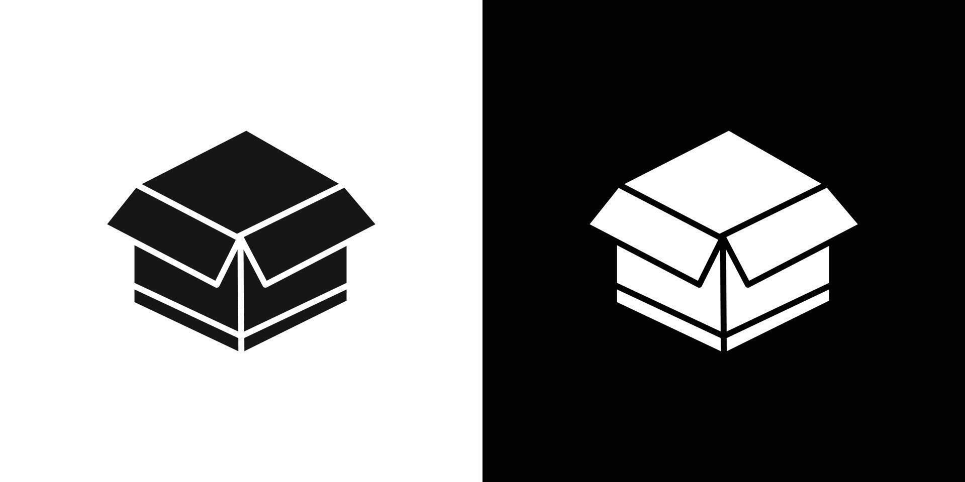 Box icon Flat set outline vector