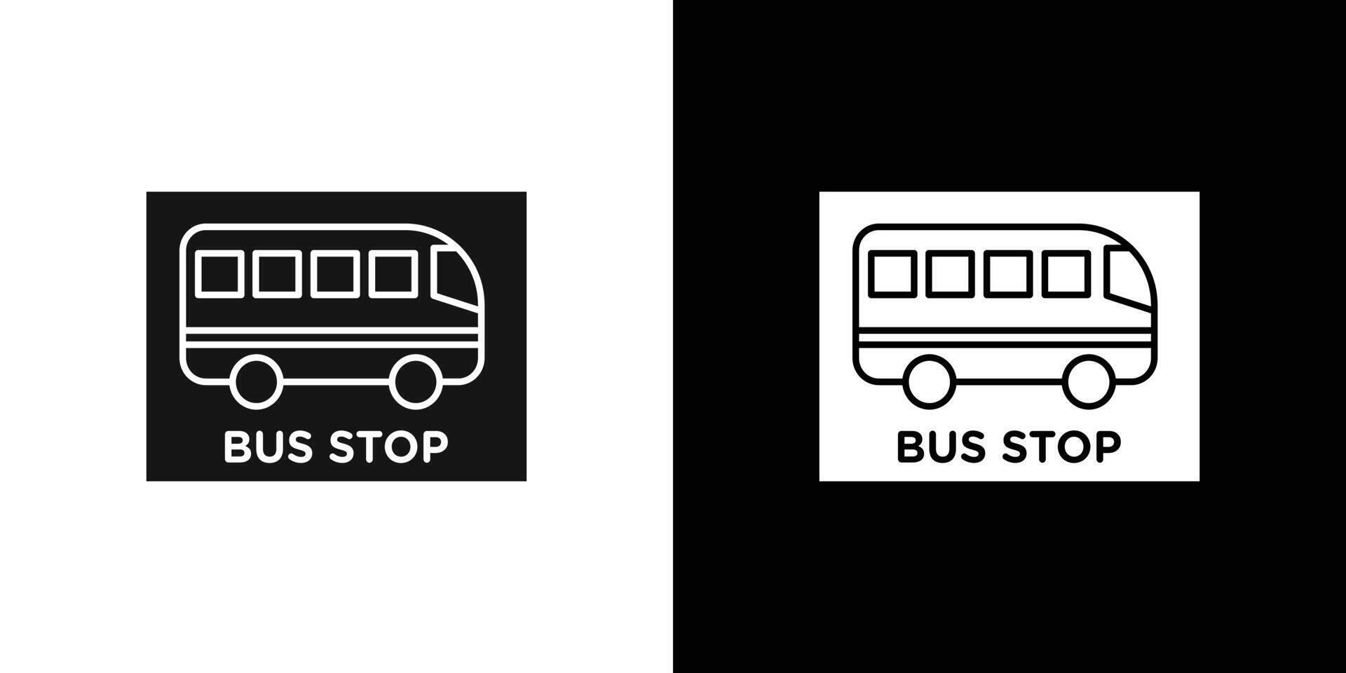 Bus sign icon flat line symbol set. vector